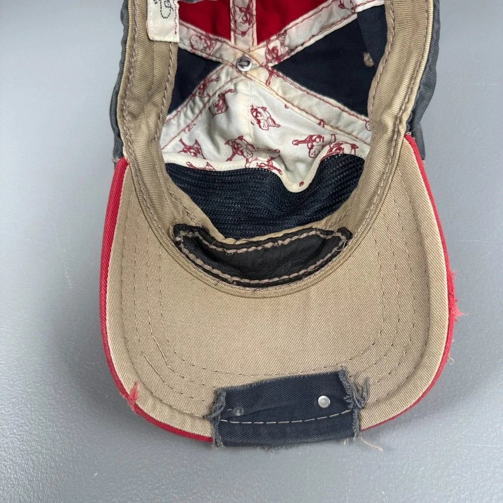 VTG True Religion‎ Hat Mens Gray Distressed Y2K Buddha Logo Baseball Cap